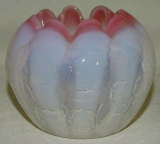 Contemporary Blown Peach Blow Crackle Glass Rose Bowl 3 1/2 "