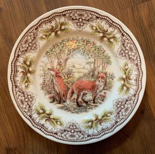 Royal Stafford England Set Of 4 Woodland Red Fox Dinner 11 " Plates Rare Holiday