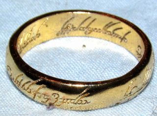 Gold Lord of the Rings One Ring Lucky Unisex LOTR Zealand Wizard Spells Old 2