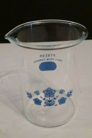 Vintage Pyrex Glass Blue Flower Only From Corning Lab Beaker 3 1/4 