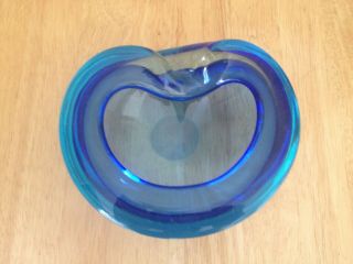 Vintage Murano Blue Green Geode Kidney Shape Glass Bowl