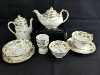 Rare Royal Chelsea Hand Painted 8 Piece Set Teapot