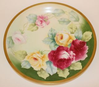 Coronet Limoges Hand Painted Roses Charger