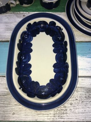 Arabia Finland Blue Pottery Serving Tray Platter Mid Century Modern Fab