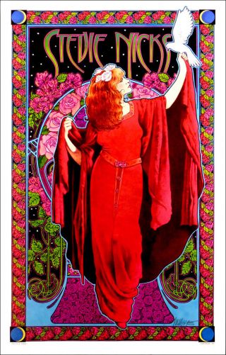 Stevie Nicks Poster White Winged Dove Bob Masse Classic Hand - Signed Silver Ink