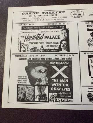 Movie Flyer “haunted Palace “ The Man With X - Ray Eyes