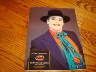 Batman 1989 Dc Comics Oscar Ad Jack Nicholson As The Joker,  Best Costume Design