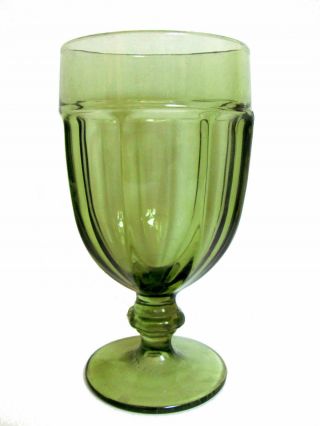 8 16oz Libbey Duratuff Gibraltar Olive Green Glass Goblets 7 " Tall (dd) (g331)