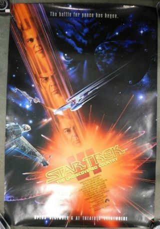 Star Trek Vi The Undiscovered Country 1991 Ss 27 " X40 " Movie Poster