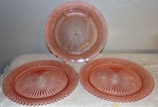 Vintage Miss American Pink Depression Glass Dinner Plates 10 1/4 "