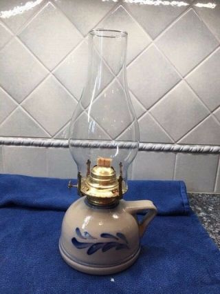 Rowe Pottery Oil Lamp Salt Glazed Stoneware