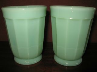 Jadeite Green Milk Glass Panel Pattern Tumbler Cup Goblet Jade Water Set