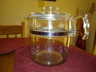 Vintage Pyrex Glass Coffee Pot 7759 Large 9 Cup Percolator Complete.