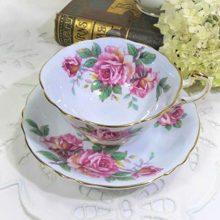 Paragon Floating Pink Rose Tea Cup And Saucer,  Pink Sweetheart Rose Teacup 1960