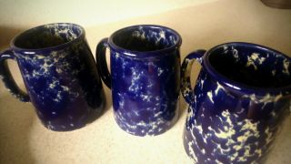 Bennington Pottery Vermont Potters Blue Agate Tankard Mug Style S1 Set Of 3