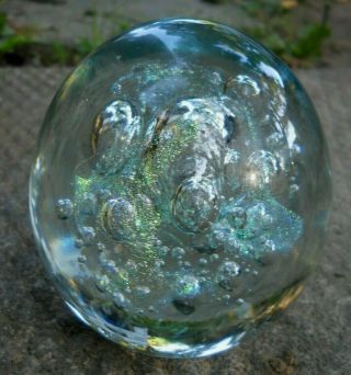 Eickholt 1998 Studio Art Glass Paperweight Controlled Bubbles Signed