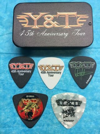 Y&t 2019 " 45th Anniversary Tour " 5 Guitar Pick Set W/ Tin (yesterday & Today)