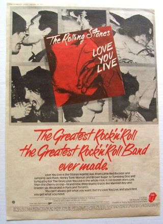 The Rolling Stones 1977 Poster Advert Love You Live Andy Warhol