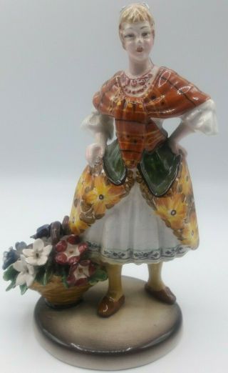 Zsz Nove Italy Lady Pottery Figurine 7”