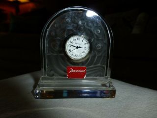 Small Baccarat Crystal Shelf Or Desk Clock - Frosted Back -