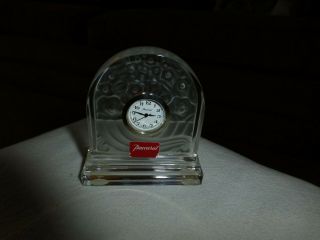 SMALL BACCARAT CRYSTAL SHELF OR DESK CLOCK - FROSTED BACK - 2