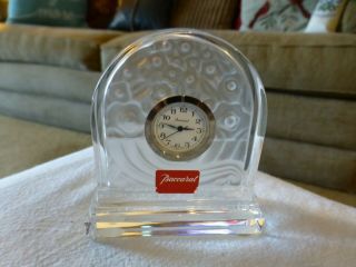 SMALL BACCARAT CRYSTAL SHELF OR DESK CLOCK - FROSTED BACK - 3