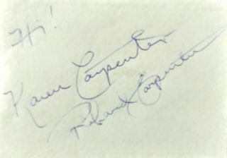 Carpenters Autographed/hand - Signed Cut;karen Carpenter & Richard Carpenter
