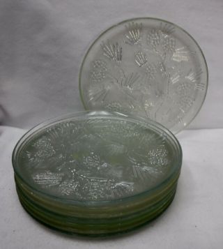 Tiara Glass Ponderosa Pine Pattern Set Of 8 Dinner Plates - 10 "