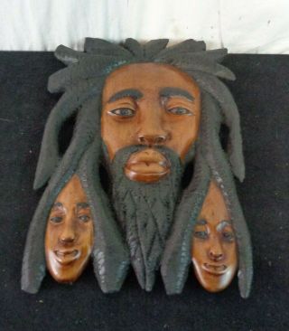 Bob Marley Carved Wood Head Sculpture 15 " Tall 10.  5 " Wide (oay39)