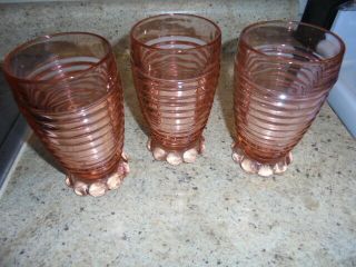 3 - 5 1/4 " Pink Manhattan Footed Tumblers