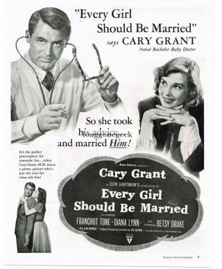 1948 Every Girl Should Be Married Cary Grant Betsy Drake Vtg Movie Print Ad