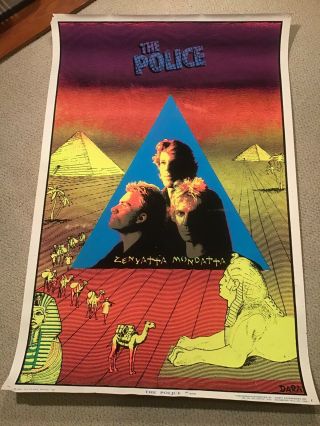 Vintage The Police Zenyatta Mondatta 1983 Black Light Poster Sting