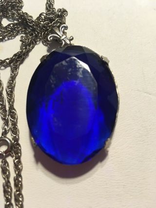 Bohemian Czech Crystal Cobalt Blue Glass Pendant