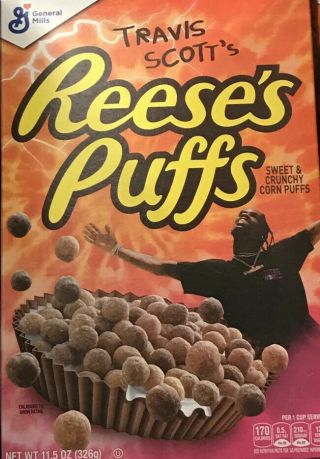 6 Boxes Of Travis Scott Reeses Puffs Cereal Box