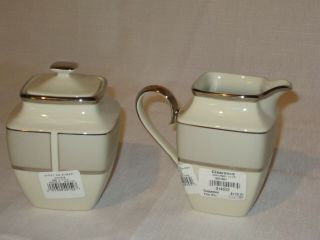 Lenox Ivory Frost Square Sugar Bowl And Creamer Set -
