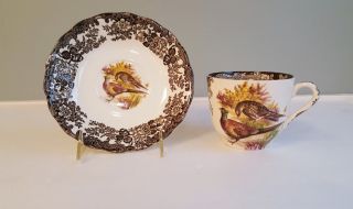 Rare Jumbo Cup & Saucer Palissy Royal Worcester Group Game Series Birds Pheasant