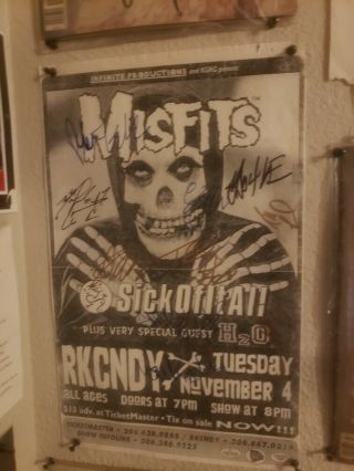 Misfits Signed 1997 Punk Rock Show Concert Tour Poster Proof H20 Sick Of It All
