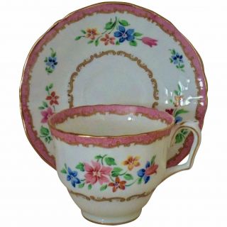 8 Vintage Crown Staffordshire Tea Cups & Saucers Pattern F16165 Floral Flowers