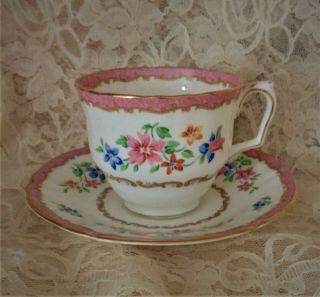 8 Vintage Crown Staffordshire Tea Cups & Saucers Pattern F16165 Floral Flowers 2
