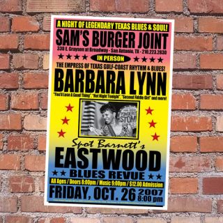 Barbara Lynn,  Spot Barnett (2007) Texas Concert Poster Blues Northern Soul Orig