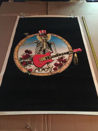 Vintage Rare Grateful Dead 1995 Vintage Black Light Poster 23x35” Skeleton