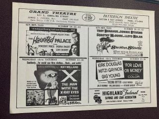 Movie Flyer “haunted Palace” “the Man With The X - Ray Eyes” 1963