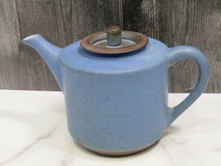 Mid Century Modern Zaalberg Holland Dutch Stoneware Pottery Teapot Blue