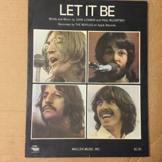 The Beatles " Let It Be " Sheet Music 1970 U.  S.  Issue Pc1896