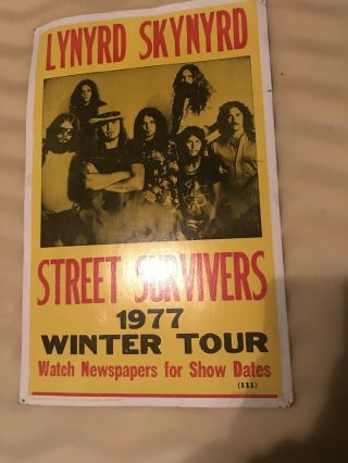 Lynyrd Skynyrd Autograph Poster 1977 Street Survivor Winter Tour.