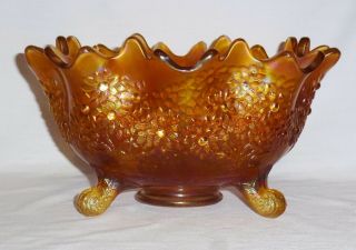 Fenton Orange Tree Footed Bowl Carnivl Glass Marigold (5 3/4 " Tall)