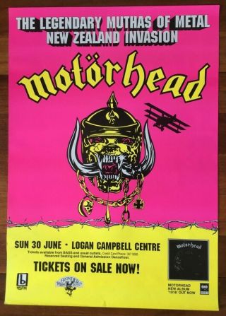 Motorhead Tour Poster 1991 Zealand Lemmy