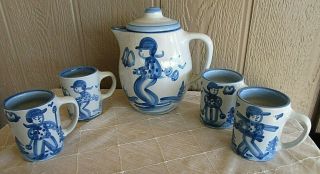 M.  A.  Hadley Art Pottery Skier Teapot Mug Set The End Rare