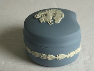 Vintage Wedgwood Pale Blue Jasper Jasperware Kidney Shape Covered Box 5