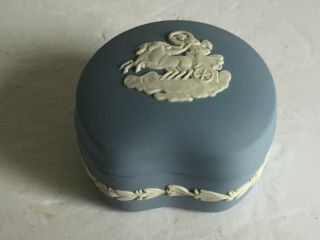 Vintage Wedgwood Pale Blue Jasper Jasperware Kidney Shape Covered Box 6